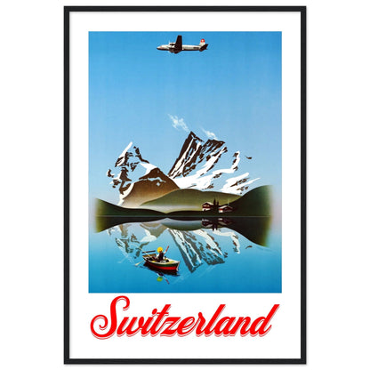 Switzerland Vintage Travel | Wooden Framed Poster - 60x90 cm / 24x36″