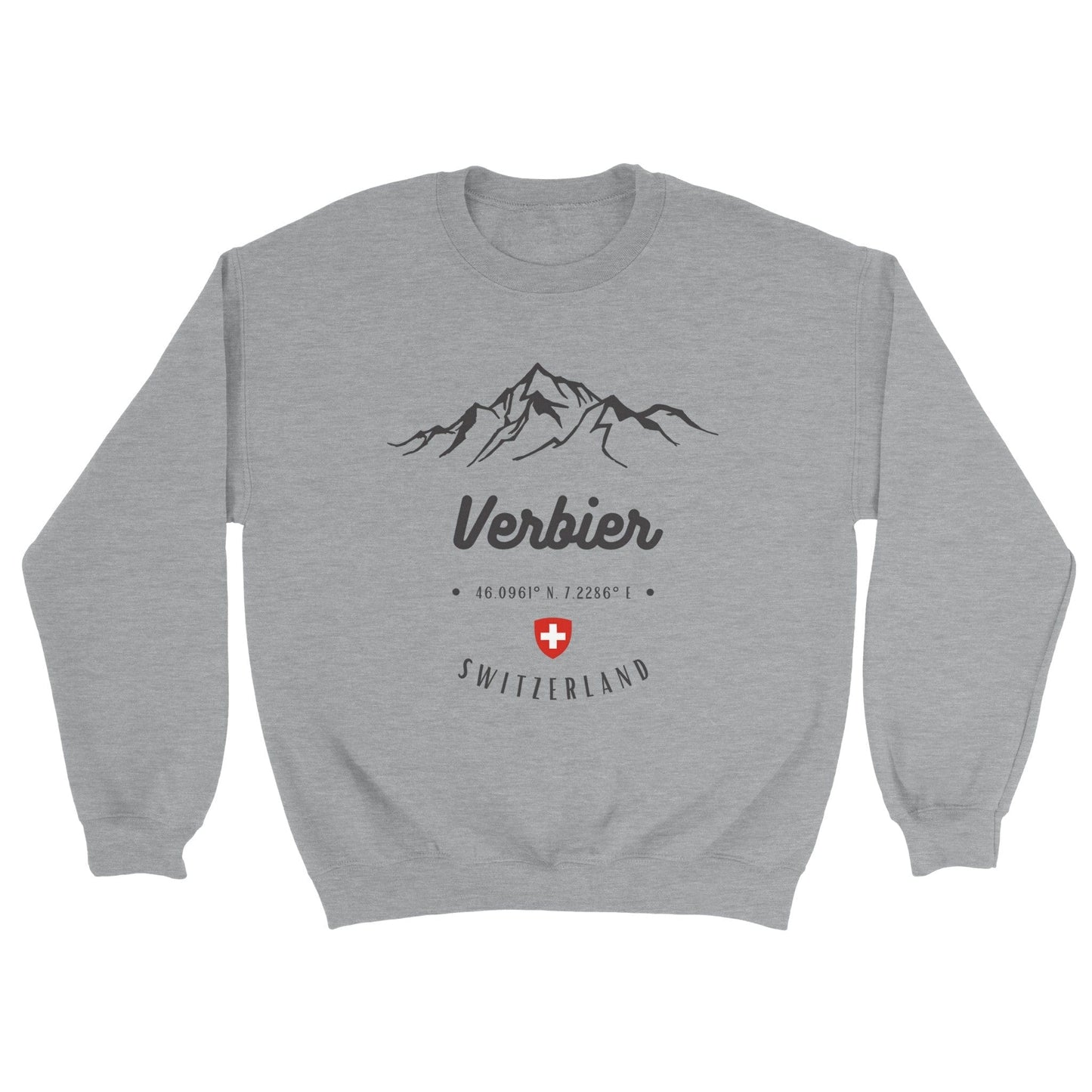 Verbier, Switzerland | Mountain Adventure Badge with Swiss Coat of Arms & Coordinates Unisex Sweatshirt