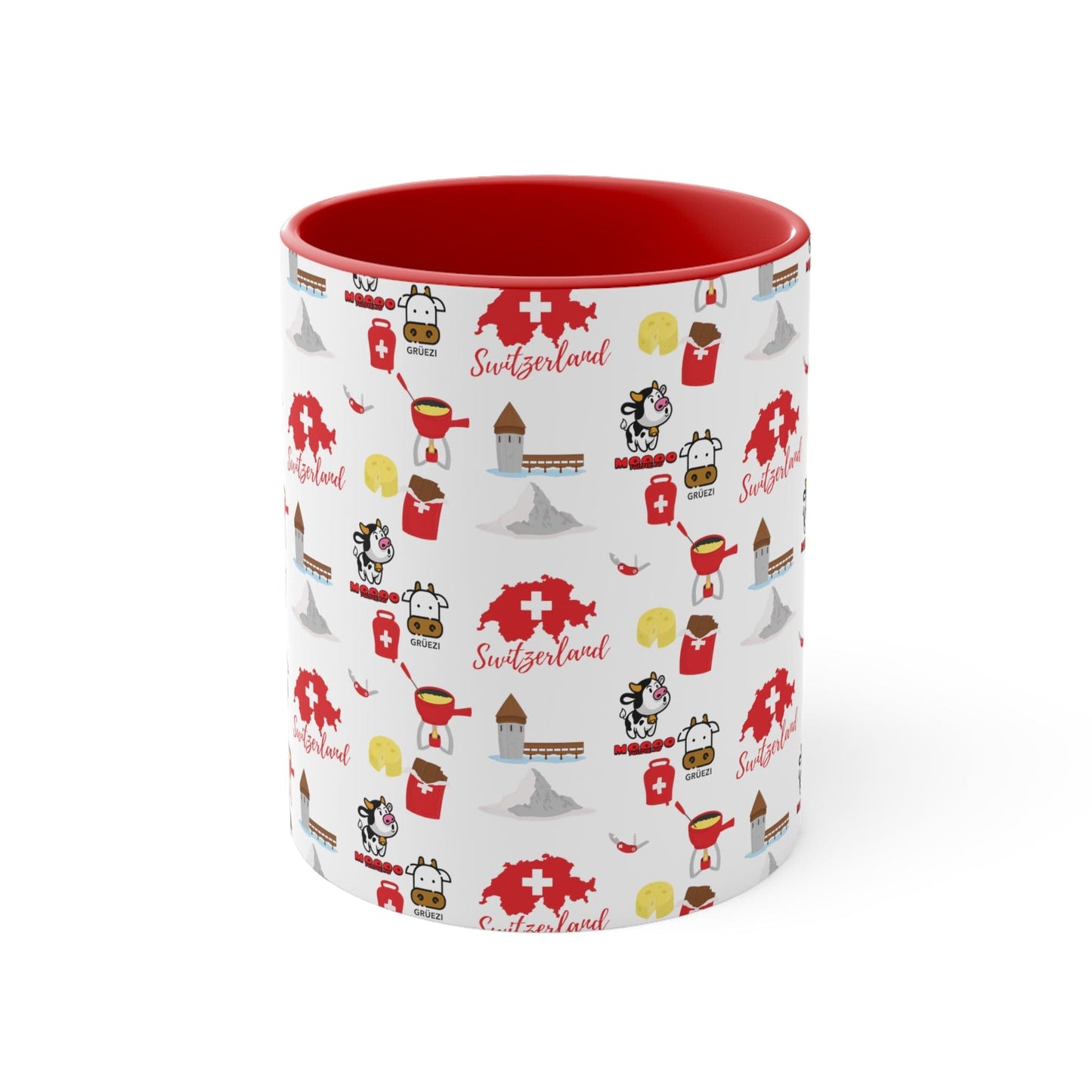 Switzerland Charming Travel Icons | Accent Coffee Mug, 11oz