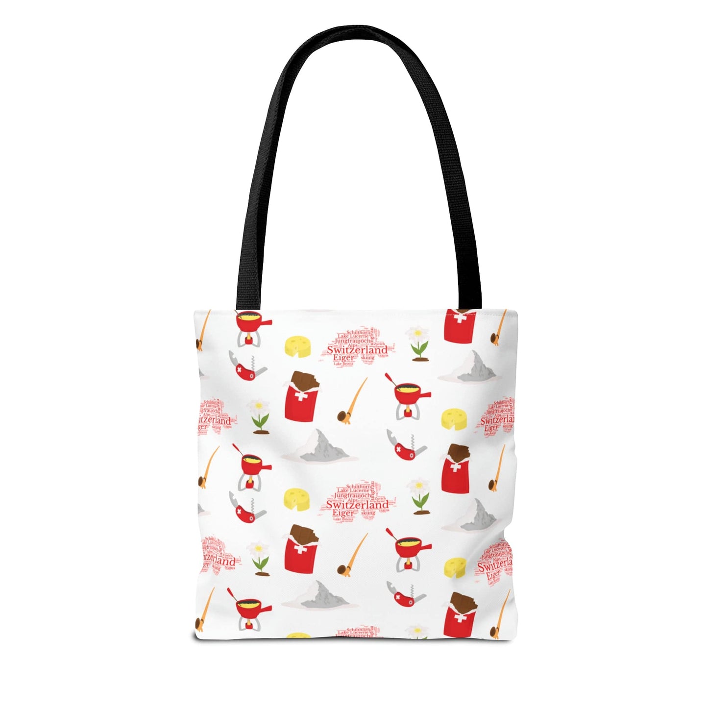 Switzerland Travel Elements Pattern | Tote Bag (AOP)