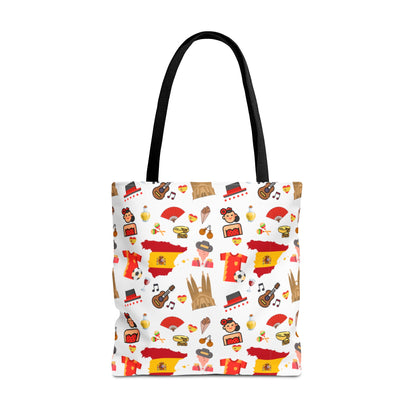 Discover Spain in Style: Vibrant Travel Tote Bag with Iconic Pattern