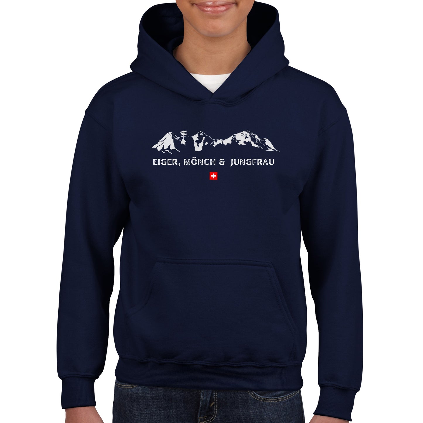 Explore the Majestic Swiss Alps: Eiger, Mönch, and Jungfrau | Kids Pullover Hoodie