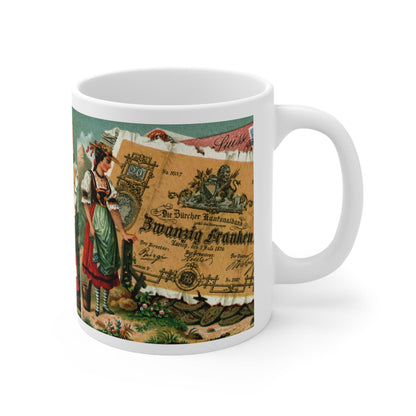 Swiss Vintage Painting of Early Days Money | Mug