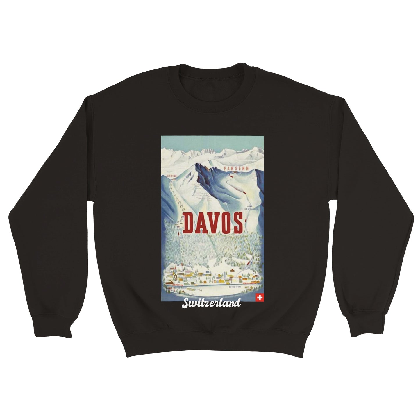 Davos Switzerland Retro Travel Sweatshirt | Vintage Alpine Vibes