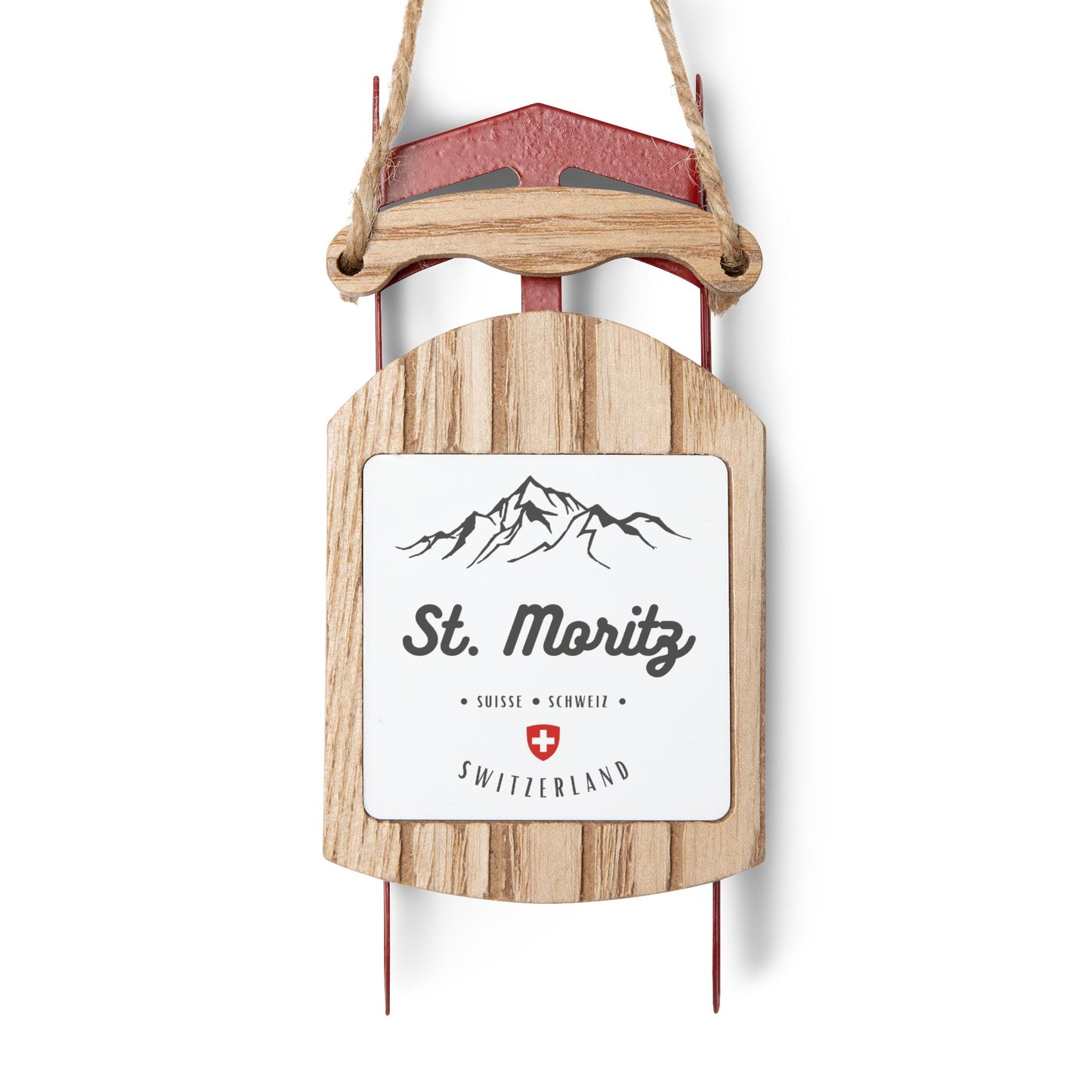 St. Moritz Sled Ornament 🎿 Elegant Swiss Christmas Decoration from the Alps