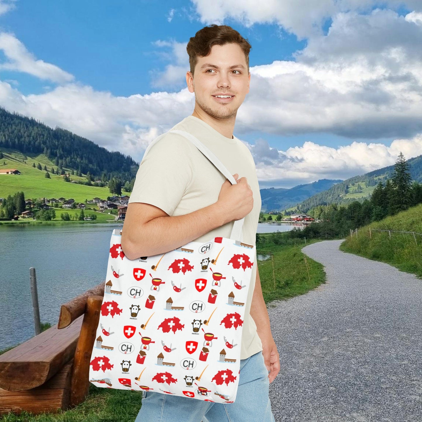 Swiss Icons Tote: Culture & Travel Pattern