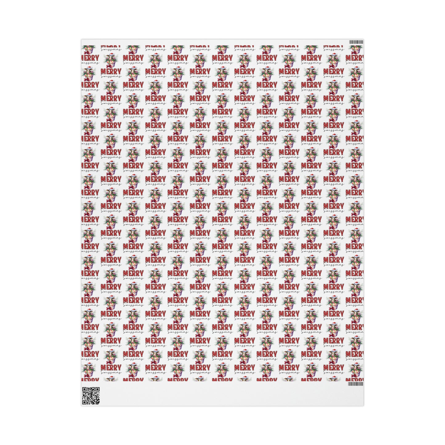 Merry Swissmas Wrapping Paper | Featuring Swiss Cows on Gift Boxes!