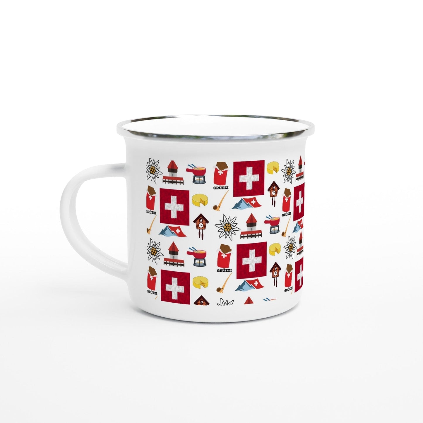 Swiss Adventure Camping Mug | Explore Switzerland's Delights | White 12oz