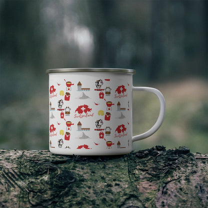 Swiss Adventure Enamel Camping Mug | Explore Switzerland's Iconic Wonders