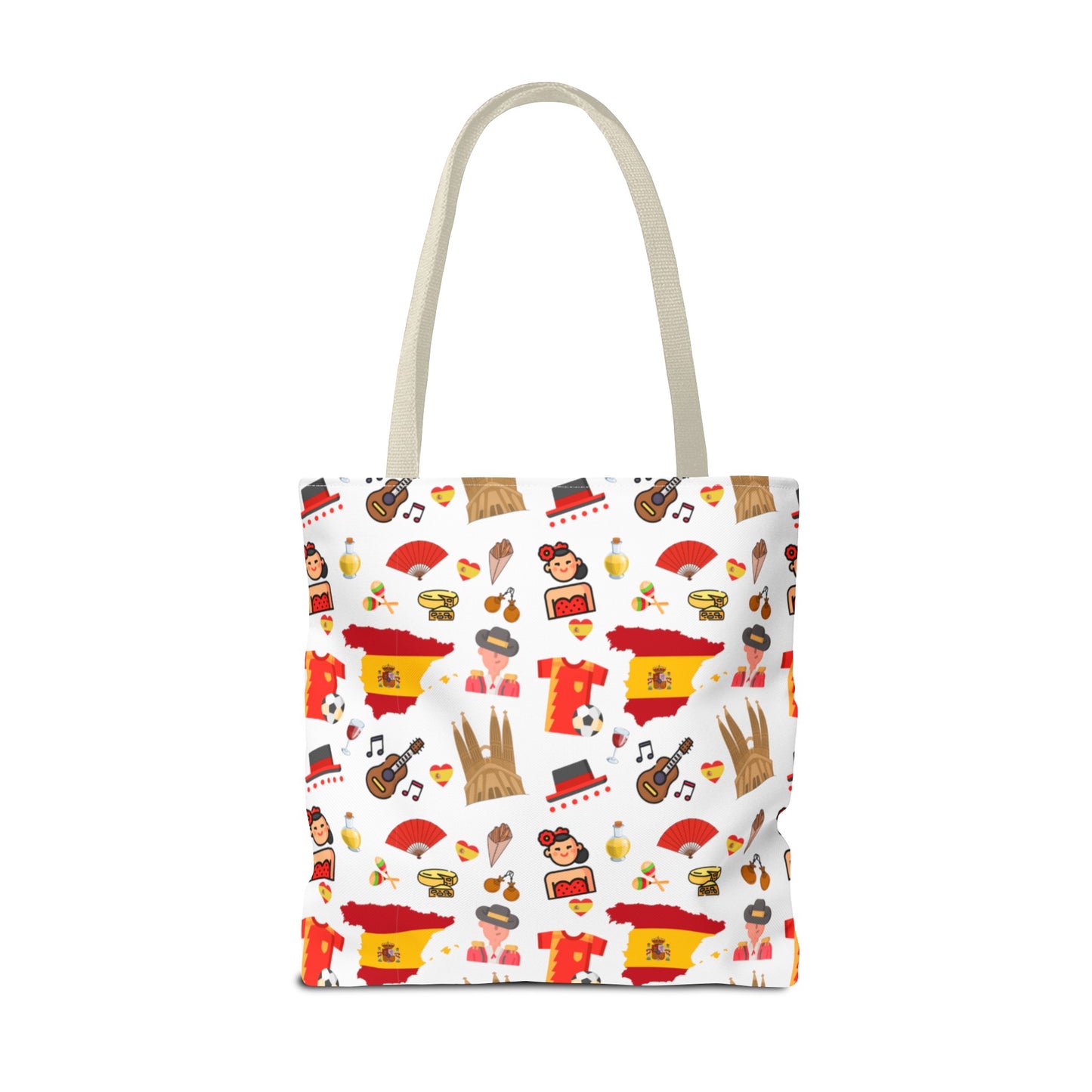 Discover Spain in Style: Vibrant Travel Tote Bag with Iconic Pattern