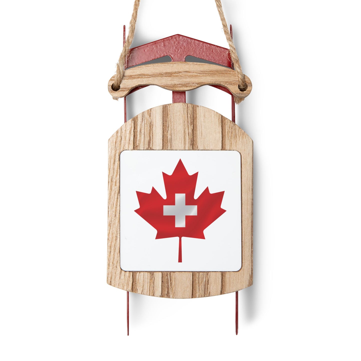 Swiss-Canadian Pride Sled Ornament 🇨🇦🇨🇭 | Perfect Gift for Swiss Canadians