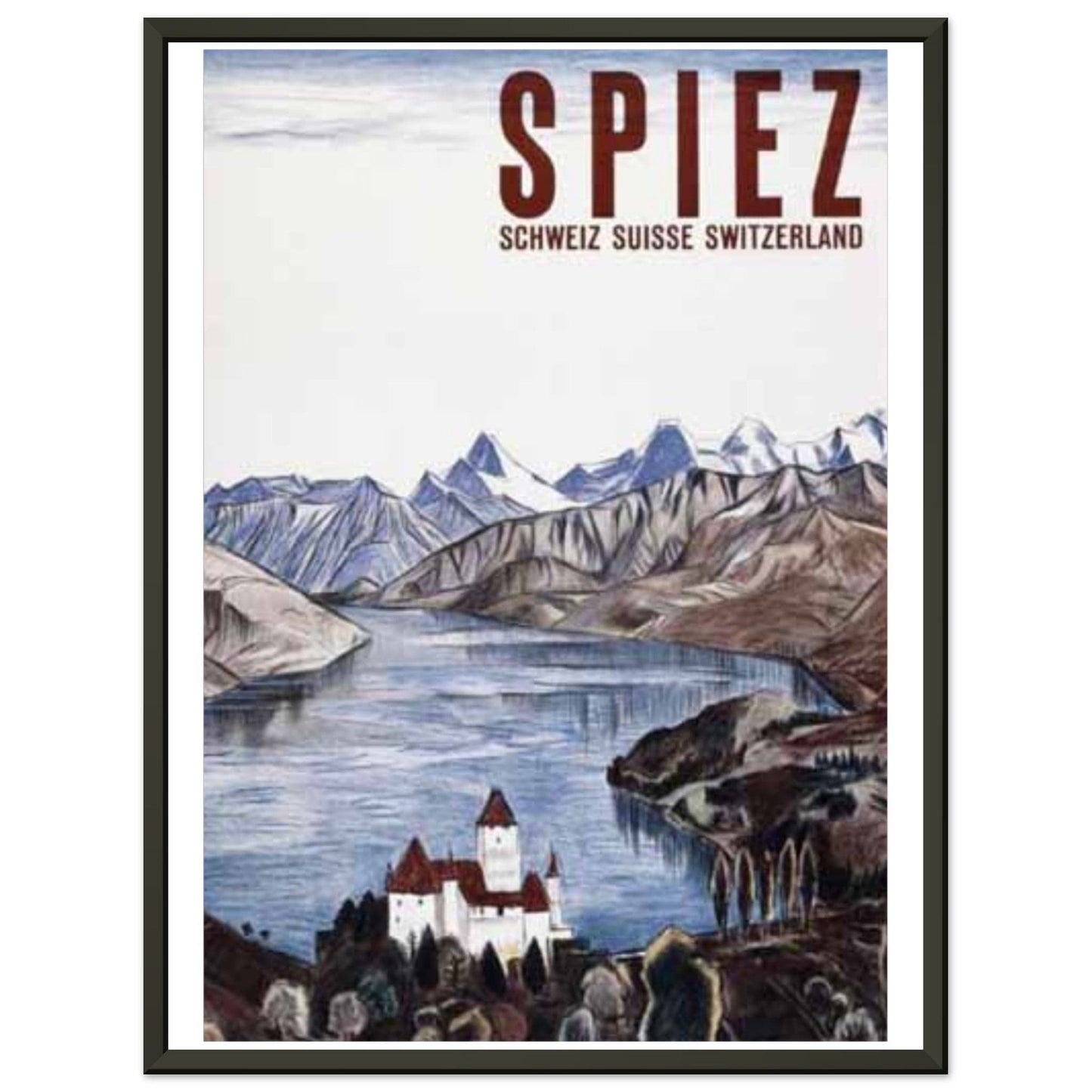 Spiez, Switzerland | Retro Travel Metal Framed Poster | Alpine Splendor & Lake Thun Beauty | 60x90 cm / 24x36″