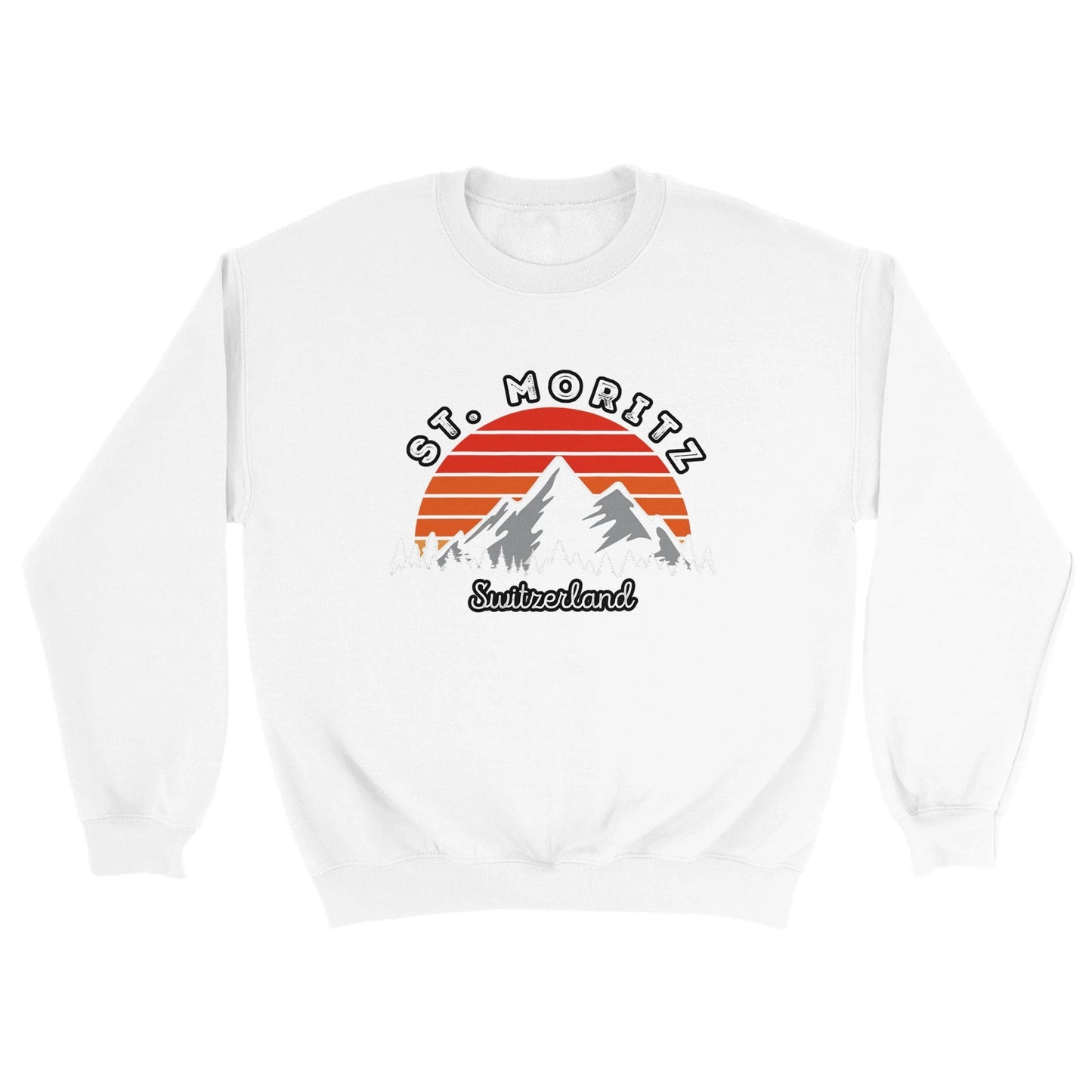 St. Moritz, Switzerland | Alps Trees Snow Retro Sunset Sweatshirt