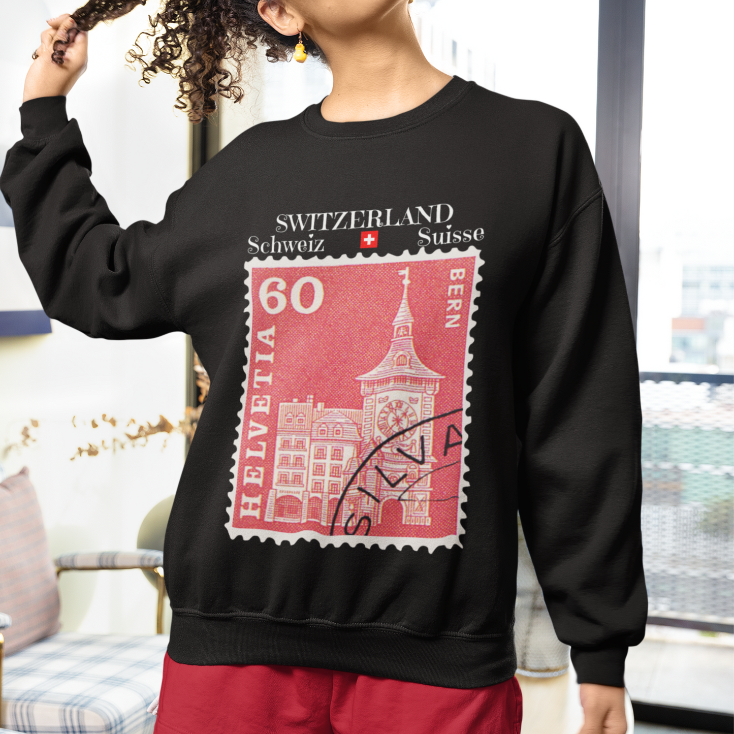 Bern, Switzerland | Vintage Stamp Sweatshirt - a cozy and stylish souvenir to remember your trip to Switzerland