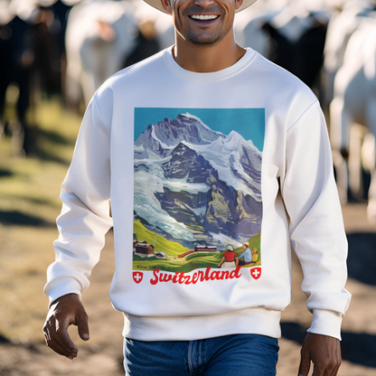 Kleine Scheidegg Retro Travel Sweatshirt - Vintage design featuring Jungfrau's breathtaking view. Premium comfort for Alpine enthusiasts.