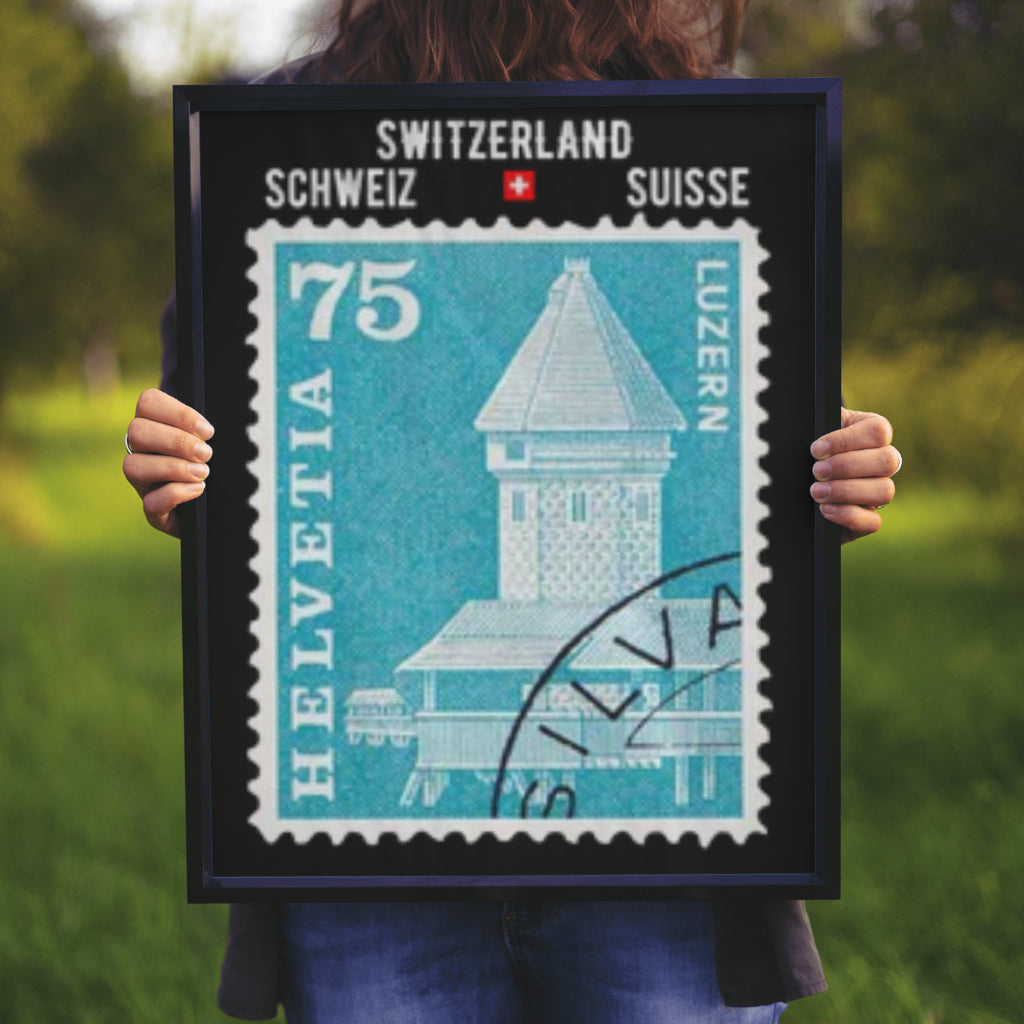 lucerne switzerland vintage stamp wall art