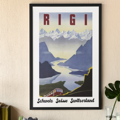 rigi switzerland retro travel poster