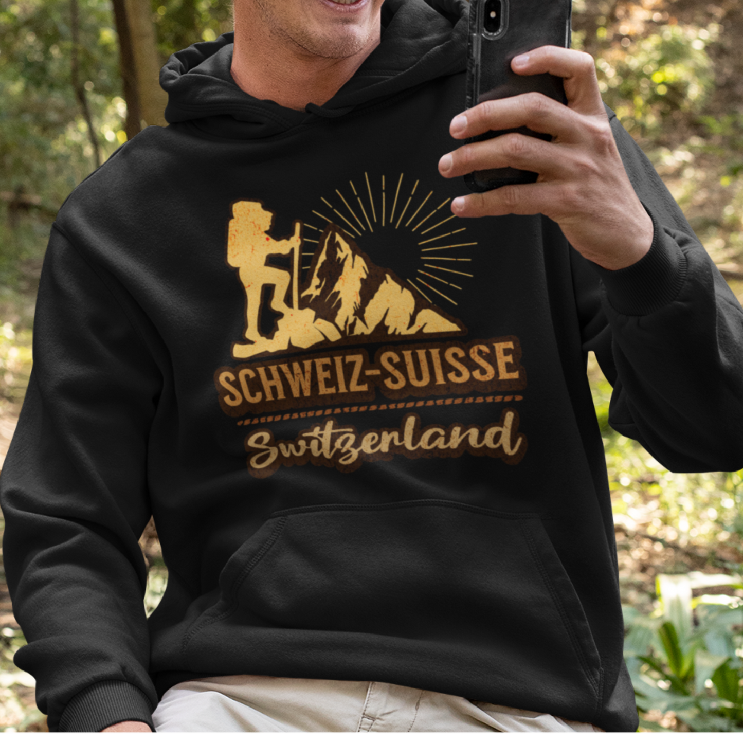 Schweiz - Suisse - Switzerland Hiker Pullover Hoodie - Front View.