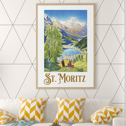 st moritz retro travel poster