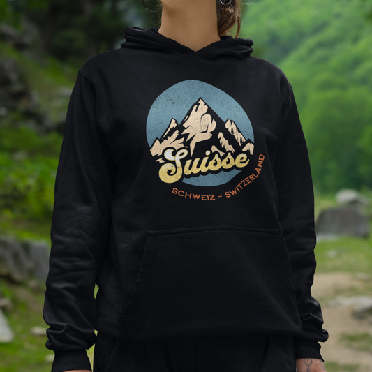 Suisse - Schweiz - Switzerland Hoodie Retro Mountain unisex hoodie