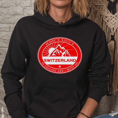 Switzerland is Calling and I Must Go  Outdoor Seal with Coordinates Hoodie 