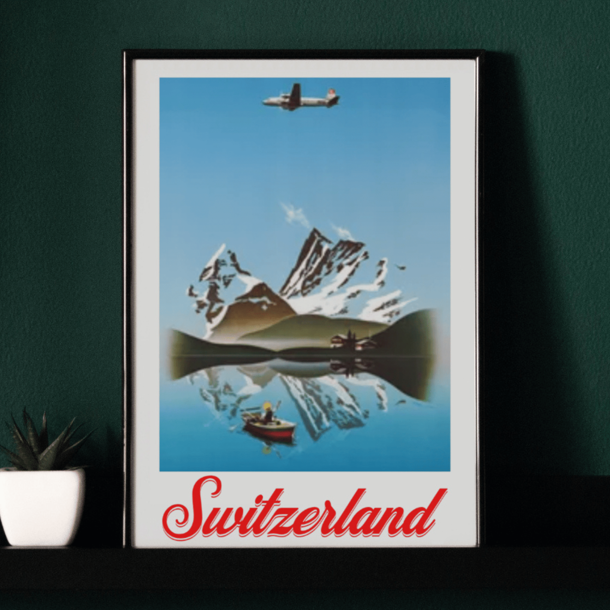 Switzerland Vintage Travel - Swiss Alps Reflected in Lake  Poster