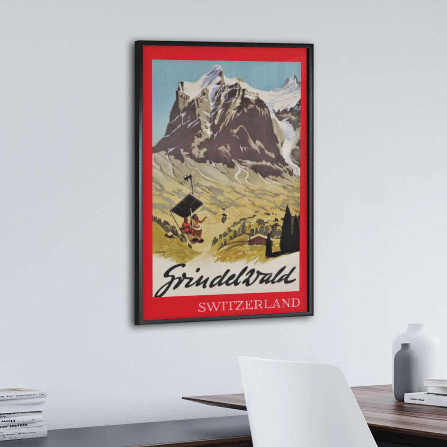 Grindelwald switzerland retro travel poster