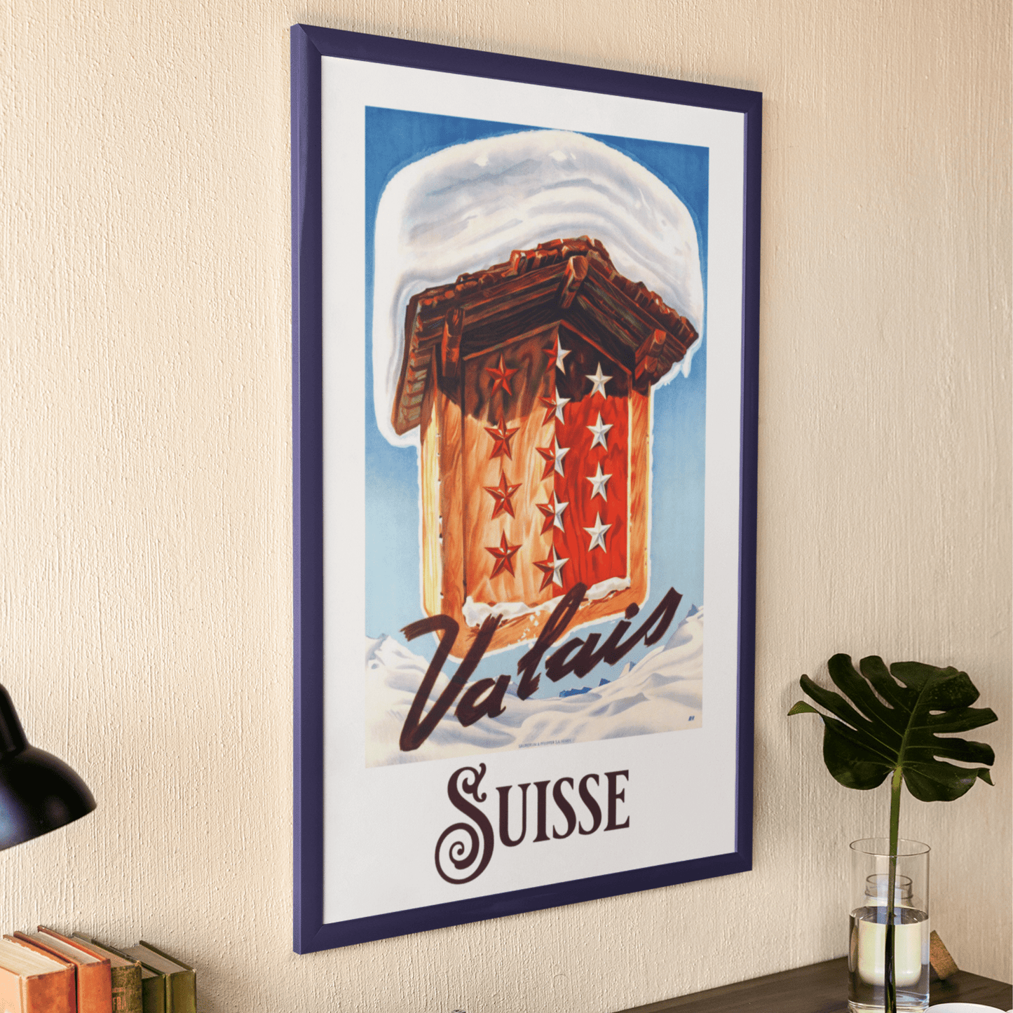 Valais Suisse retro travel poster ready to hang