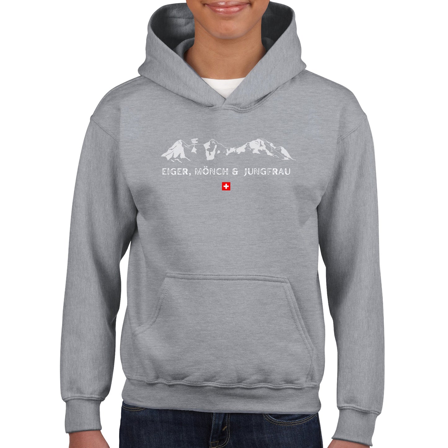 Explore the Majestic Swiss Alps: Eiger, Mönch, and Jungfrau | Kids Pullover Hoodie