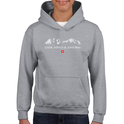 Explore the Majestic Swiss Alps: Eiger, Mönch, and Jungfrau | Kids Pullover Hoodie