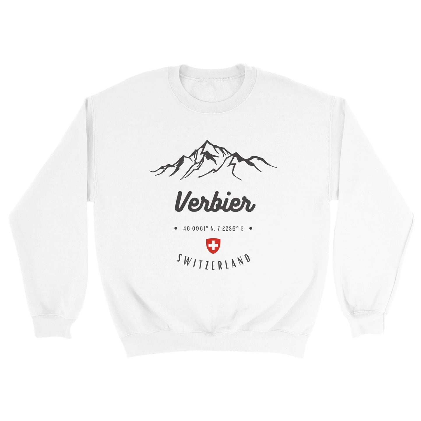 Verbier, Switzerland | Mountain Adventure Badge with Swiss Coat of Arms & Coordinates Unisex Sweatshirt