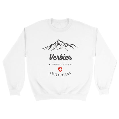 Verbier, Switzerland | Mountain Adventure Badge with Swiss Coat of Arms & Coordinates Unisex Sweatshirt