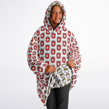 Youth Reversible Snug Hoodie - Swiss Cow and Swiss Coat of Arms Patterns