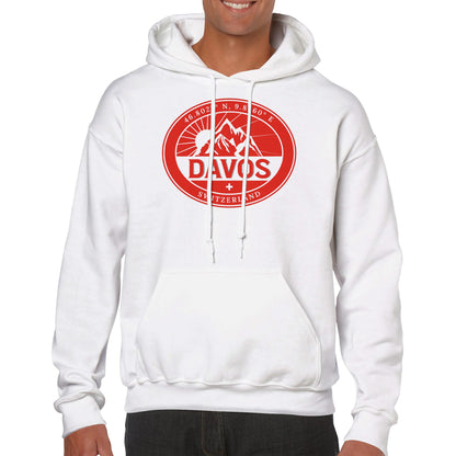 Davos, Switzerland | Outdoor Seal with Coordinates & Swiss Flag Classic Hoodie: Mountain Graphic & Swiss Flag Design