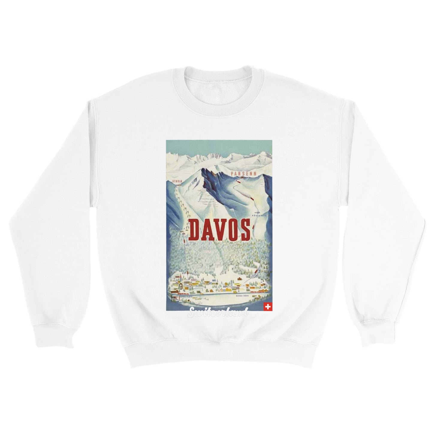 Davos Switzerland Retro Travel Sweatshirt | Vintage Alpine Vibes