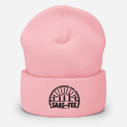 Warm Saas-Fee Switzerland beanie available in pink