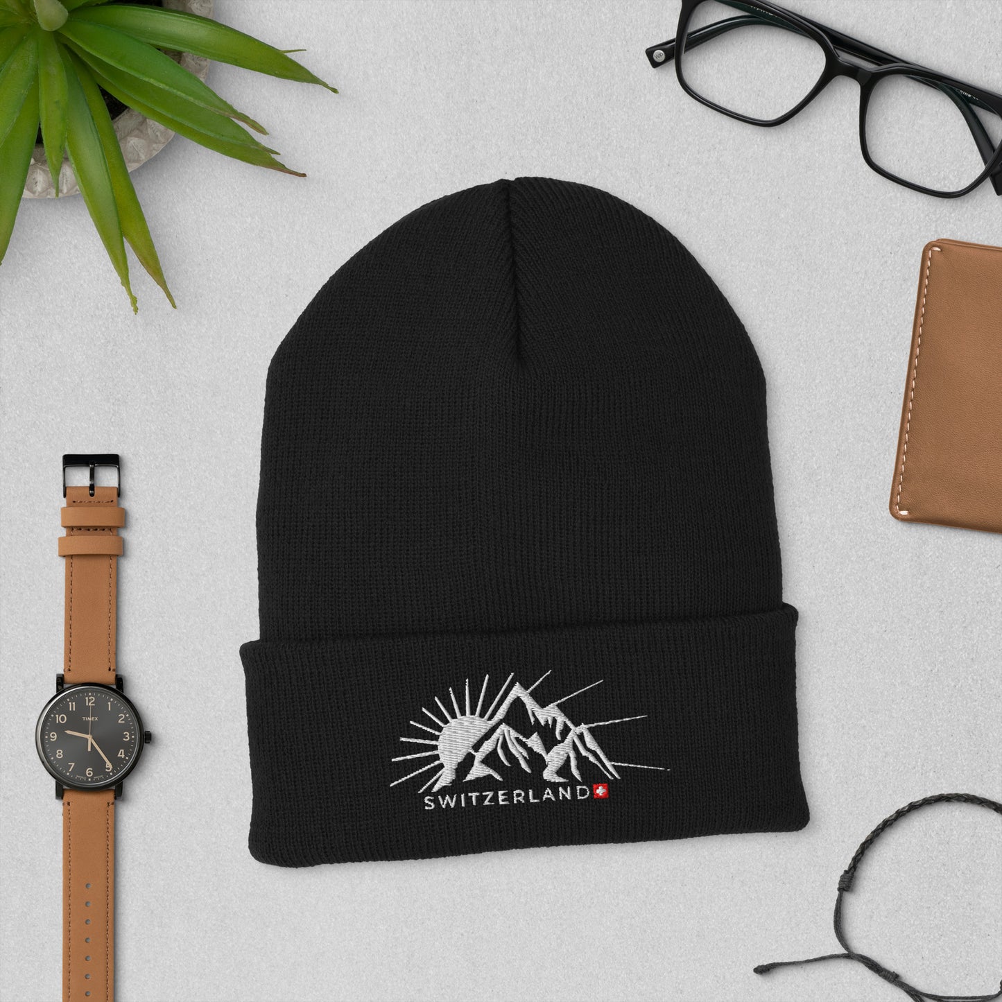 🌄 Switzerland Adventure Beanie - Embroidered Mountain Design 🏔️