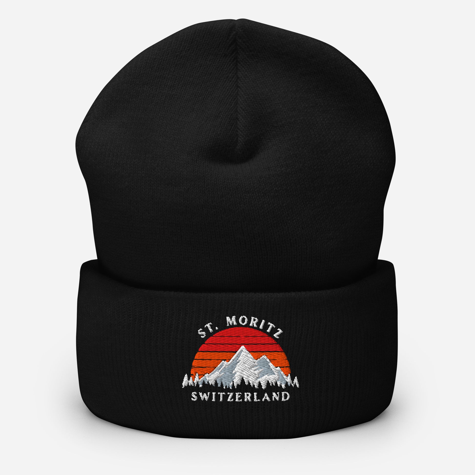 St. Moritz Switzerland Retro Sunset Beanie