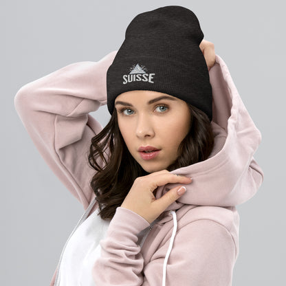 Dark gray Swiss adventure beanie perfect for nature lovers