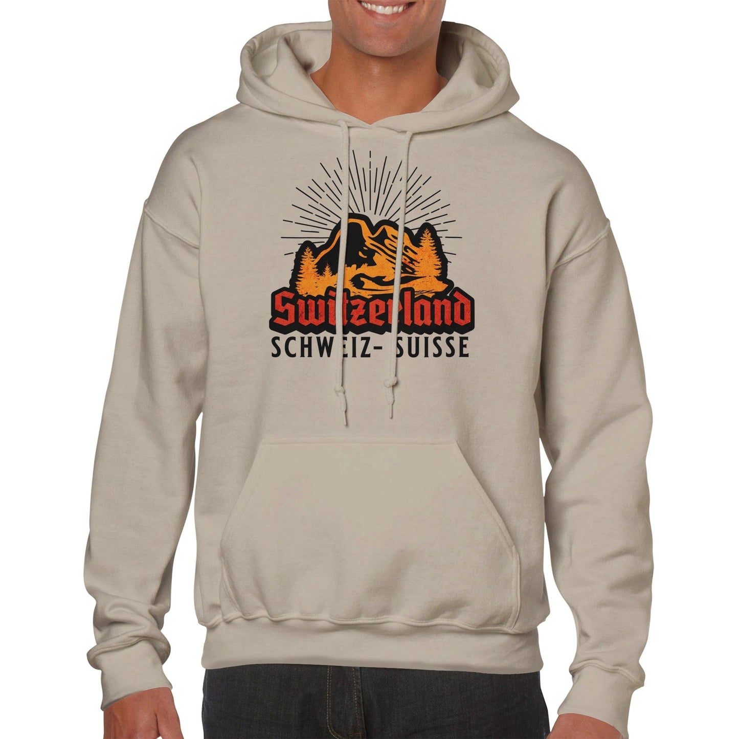 Switzerland | Suisse - Schweiz Hoodie: Retro Mountain Design, Capturing the Essence of Swiss Beauty