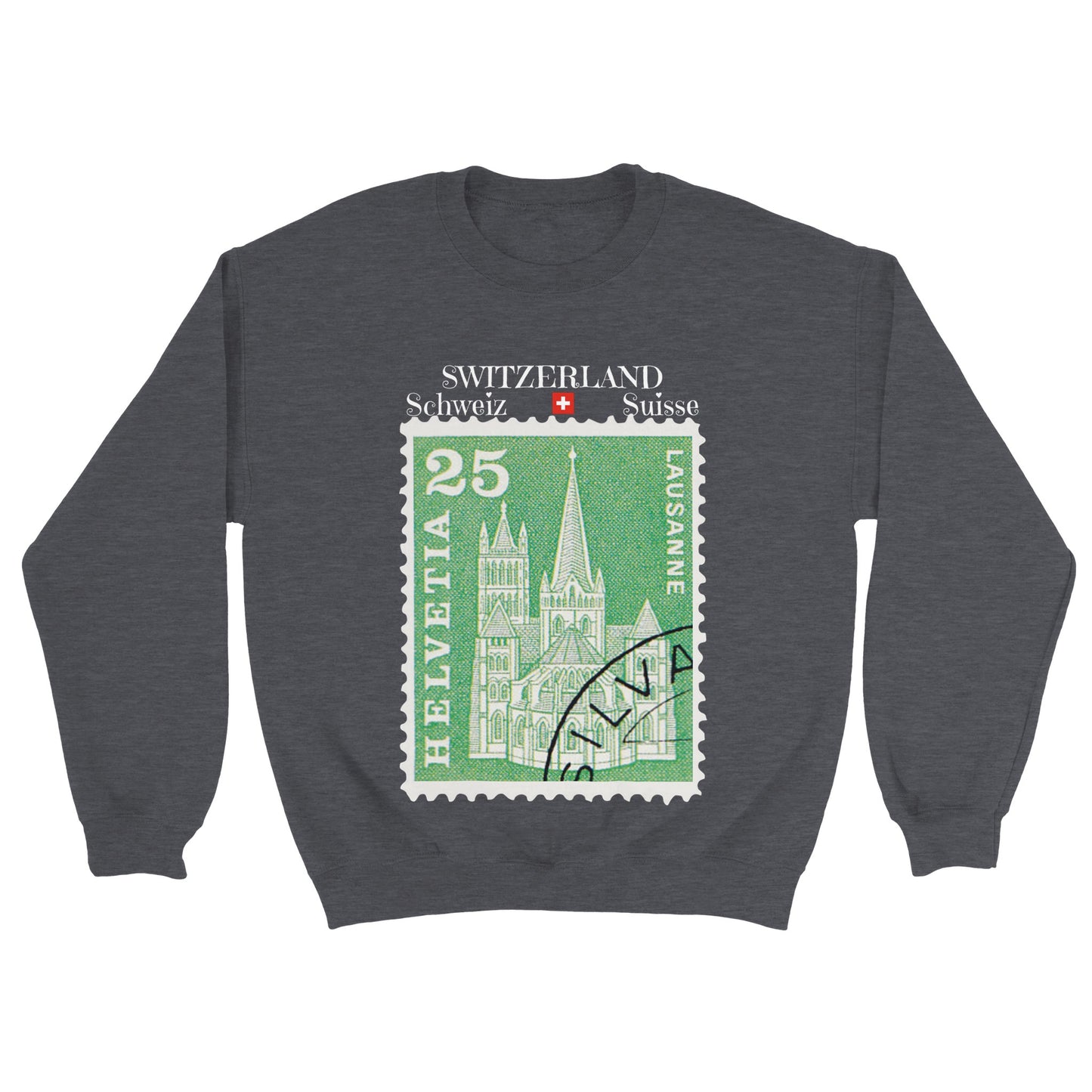 Lausanne, Switzerland-Schweiz-Suisse. Vintage Helvetia Stamp [Postage] Sweatshirt