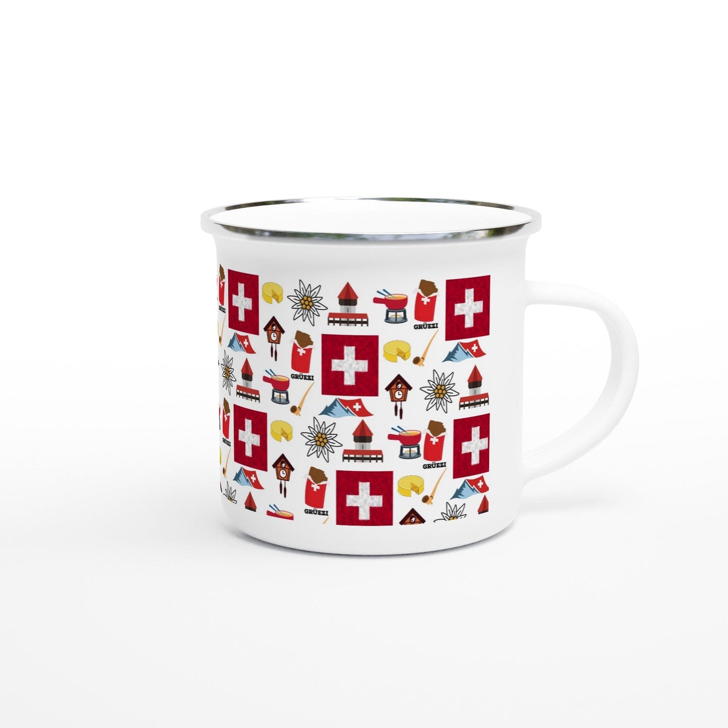 Swiss Adventure Camping Mug | Explore Switzerland's Delights | White 12oz