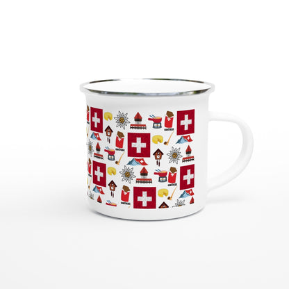 Swiss Adventure Camping Mug | Explore Switzerland's Delights | White 12oz