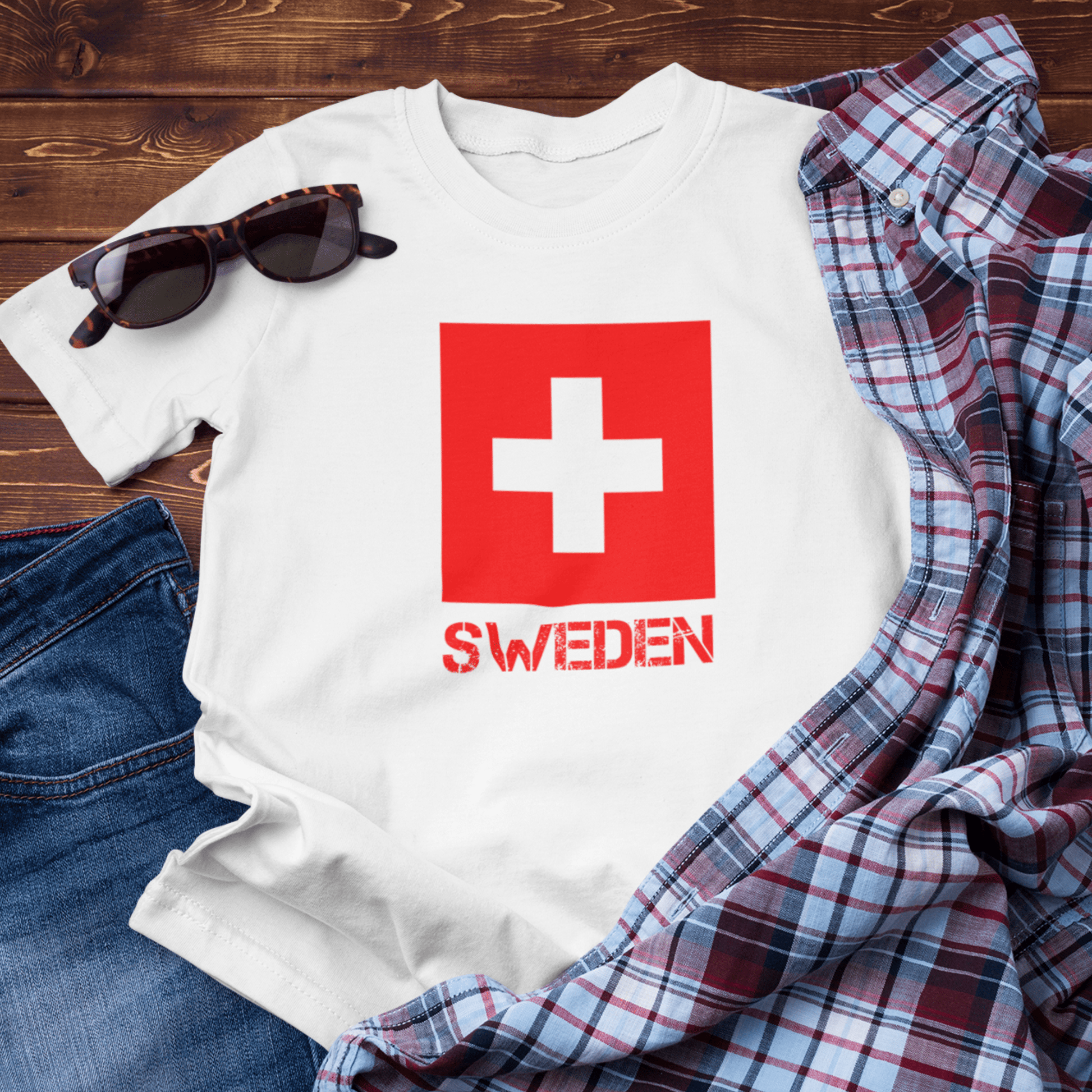 Swiitzerland flag funny twist with sweden flag tshirt