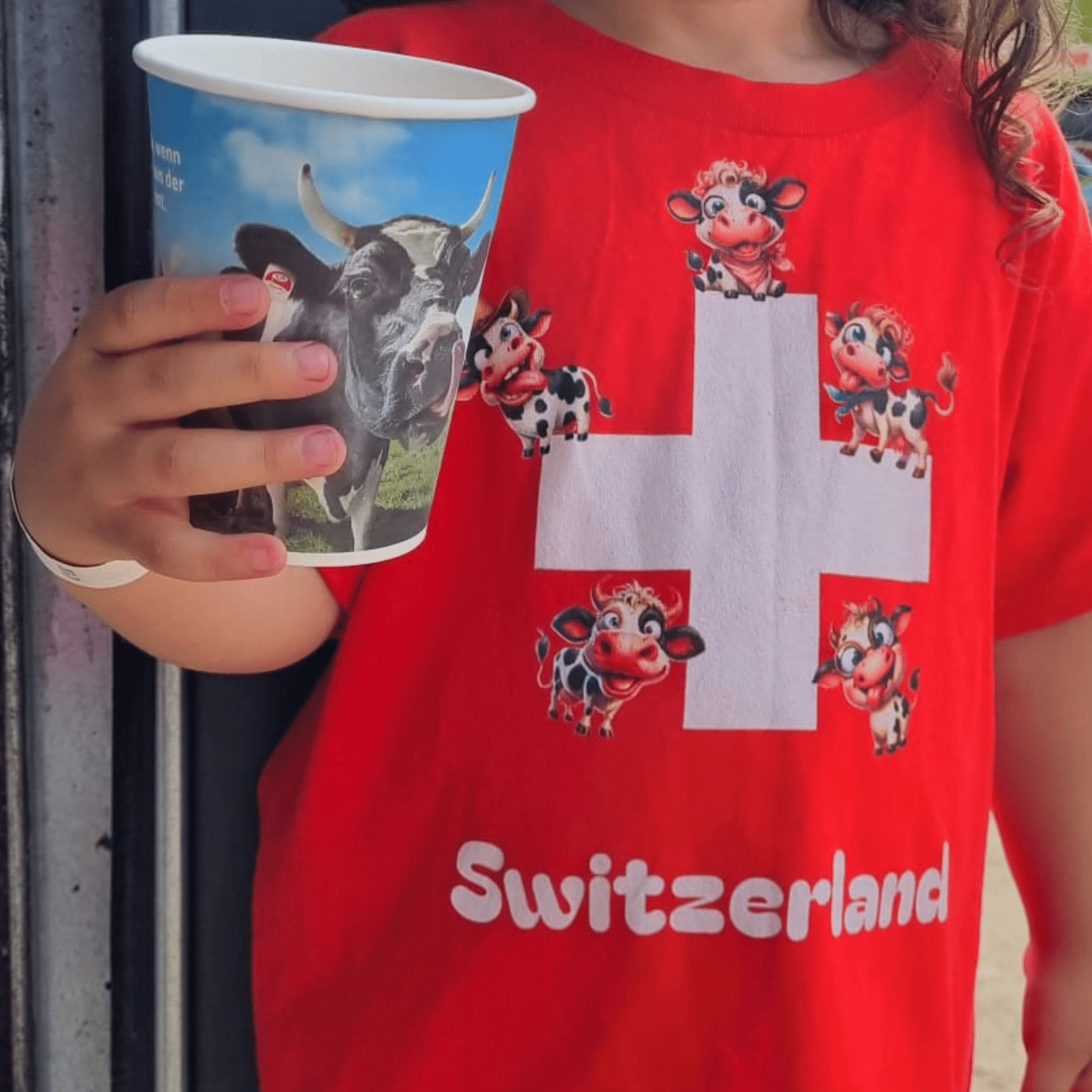 Funny Cows shirt for kids Swiss patriotic