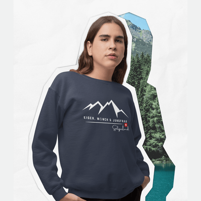 Switzerland Sweatshirt, Swiss Souvenir Sweatshirt, Eiger Mönch & Jungfrau Trilogy, Swiss Flag, Swiss Roots, Swiss Fans, Gift,  Swiss German