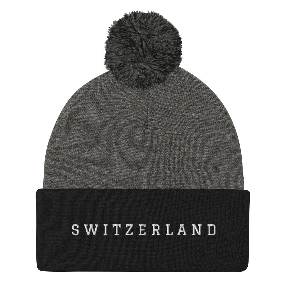 Unisex Knit Beanie with Switzerland dark heather gray/black