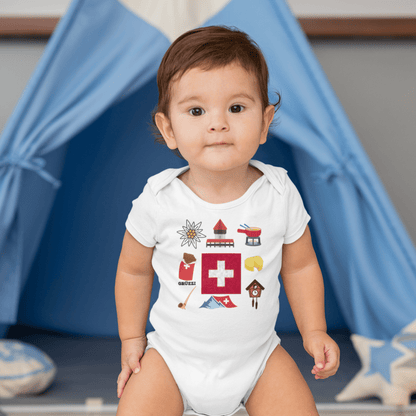 swiss icons souvenir baby bodysuit