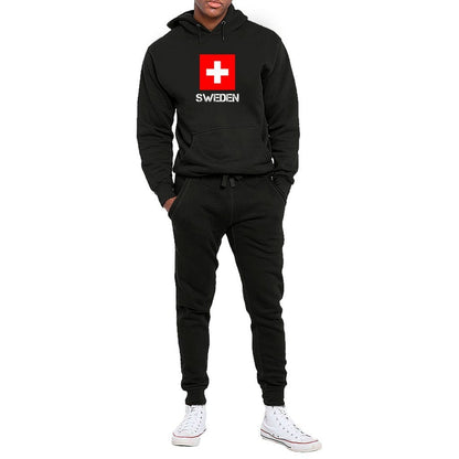 Swiss flag funny unisex hooded lounge set