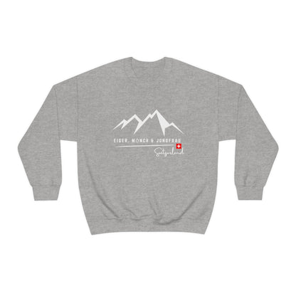 Switzerland Sweatshirt, Swiss Souvenir Sweatshirt, Eiger Mönch & Jungfrau Trilogy, Swiss Flag, Swiss Roots, Swiss Fans, Gift,  Swiss German